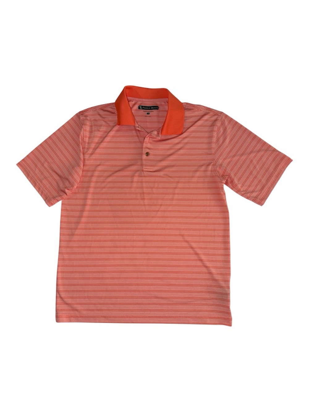 Pebble Beach Performance Orange Striped Golf Polo Men’s M